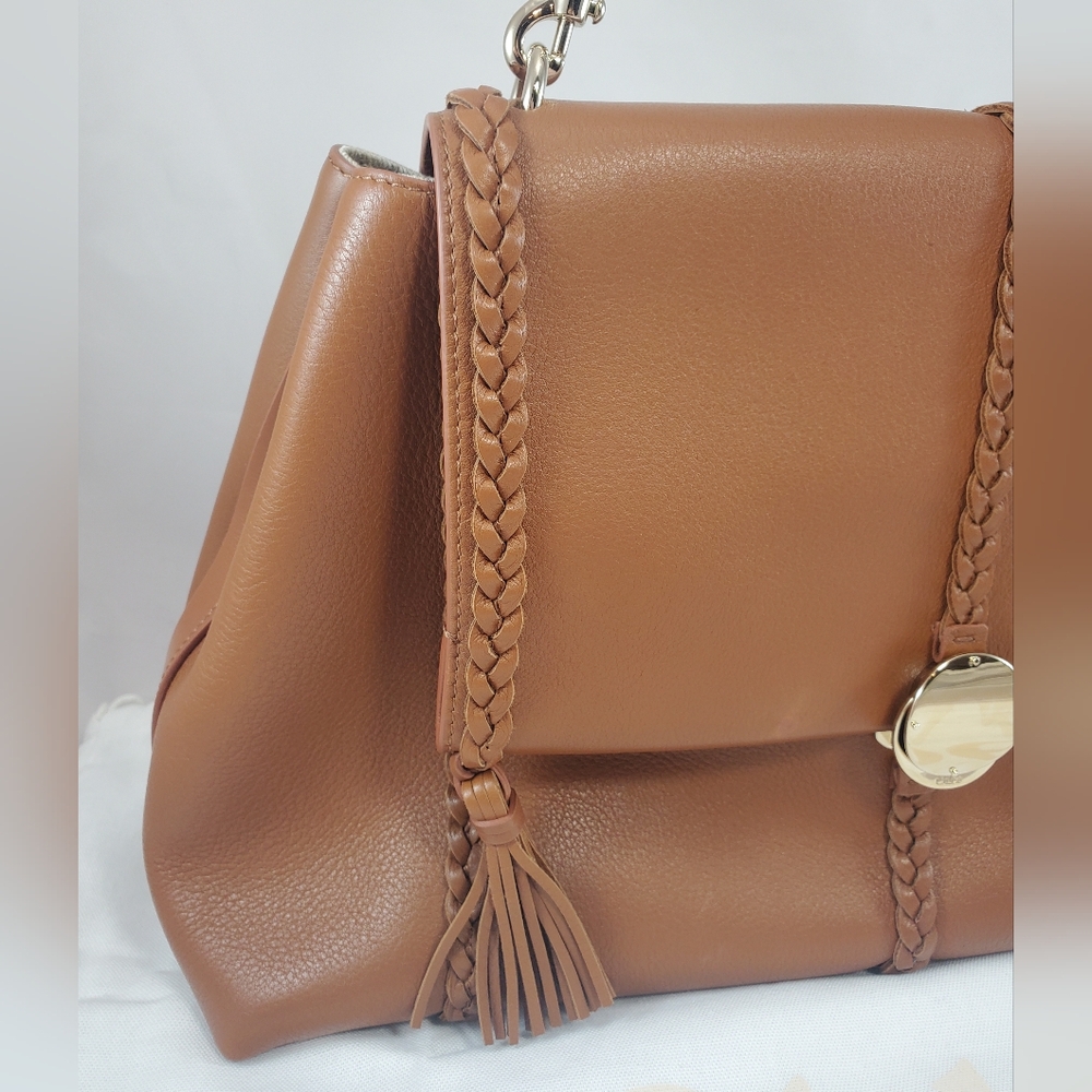 NWT$3,650 CHLOÉ Penelope Large Caramel Brown Leather Shoulder Bag - Picture 14 of 16